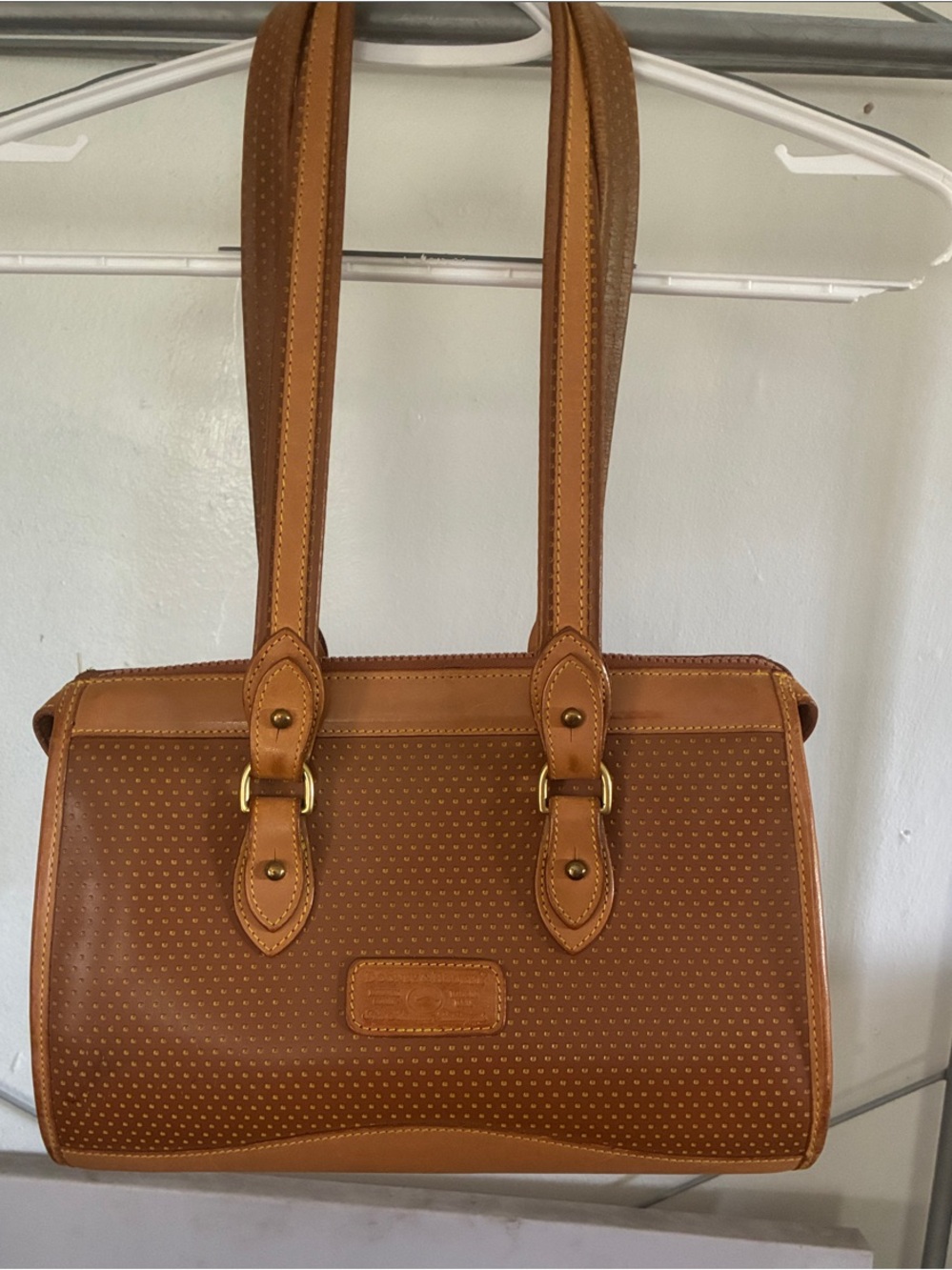 Dooney & Bourke Tan Perforated Leather Shoulder Bag